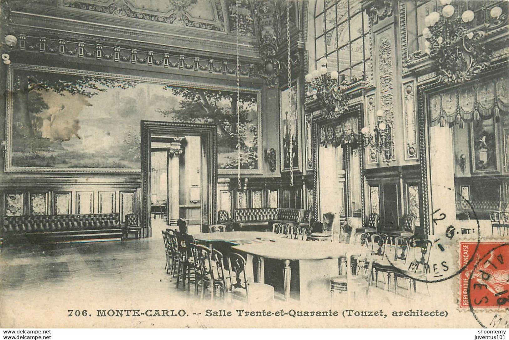 CPA Monaco-Salle Trente Et Quarante-Timbre      L1065 - Monte-Carlo