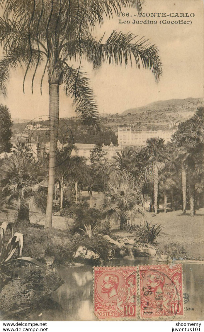 CPA Monte Carlo-Les Jardins-Cocotier-Timbre      L1065 - Monte-Carlo