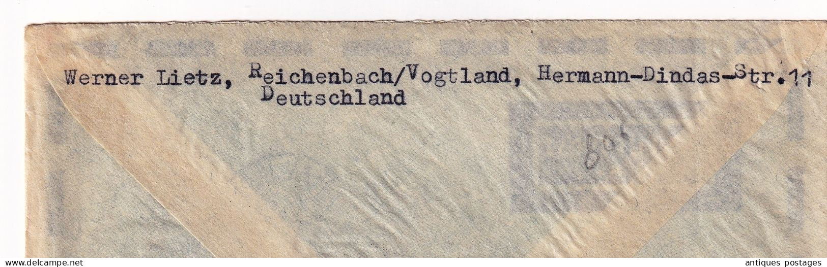 DDR Deutschland Luftpost 1960 Reichenbach im Vogtland Zwickau Sétif Algérie Poste Aérienne + Correspondance Werner Lietz