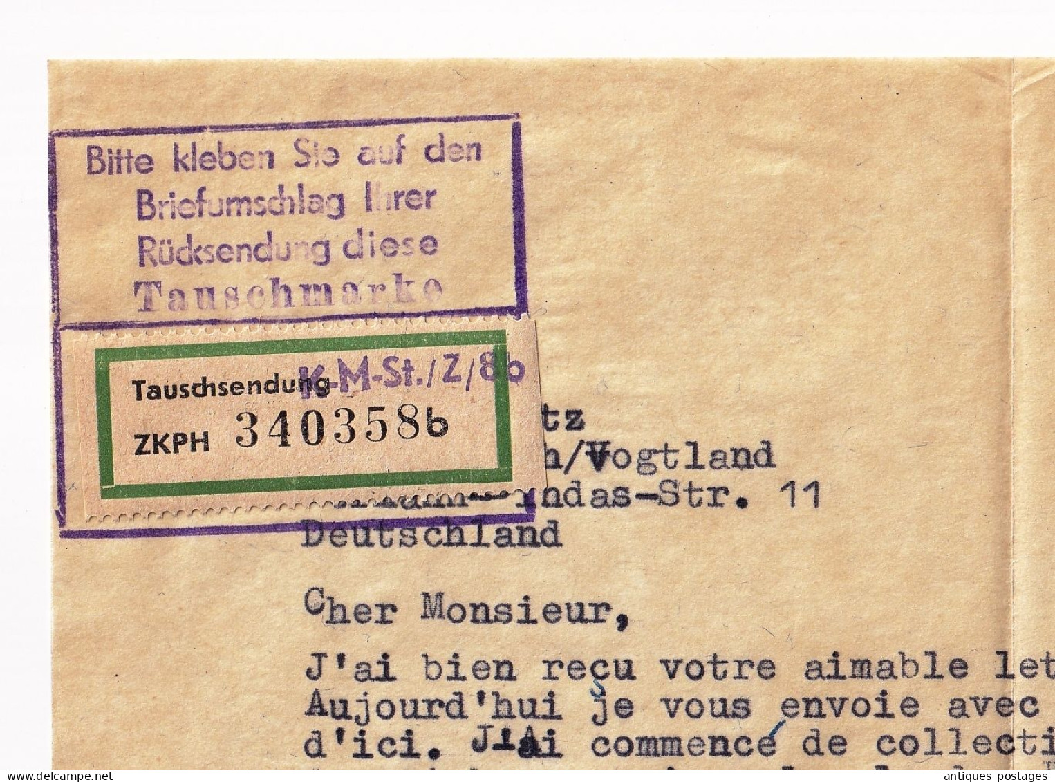 DDR Deutschland Luftpost 1960 Reichenbach im Vogtland Zwickau Sétif Algérie Poste Aérienne + Correspondance Werner Lietz