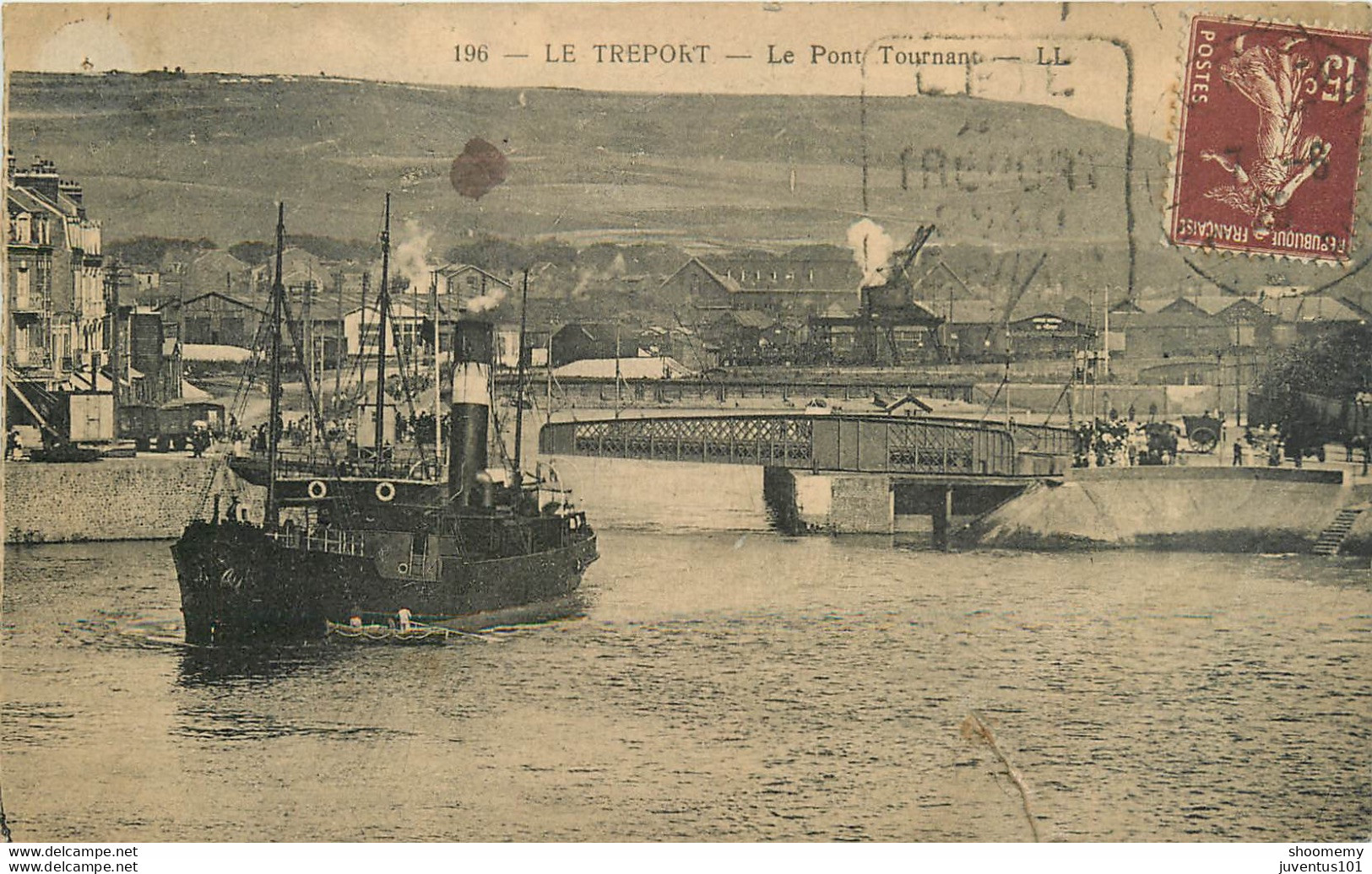 CPA Le Tréport-Le Pont Tournant-Timbre-Voir Description    L1104 - Le Treport