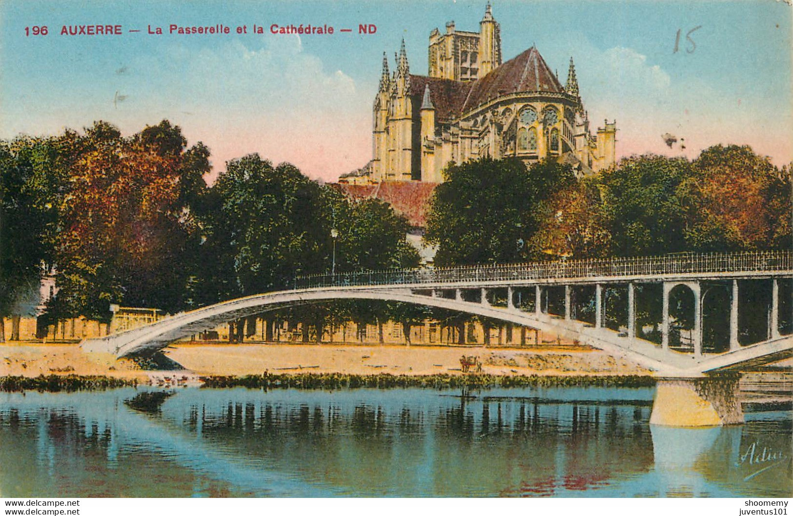 CPA Auxerre-La Passerelle Et La Cathédrale-Timbre         L1102 - Auxerre