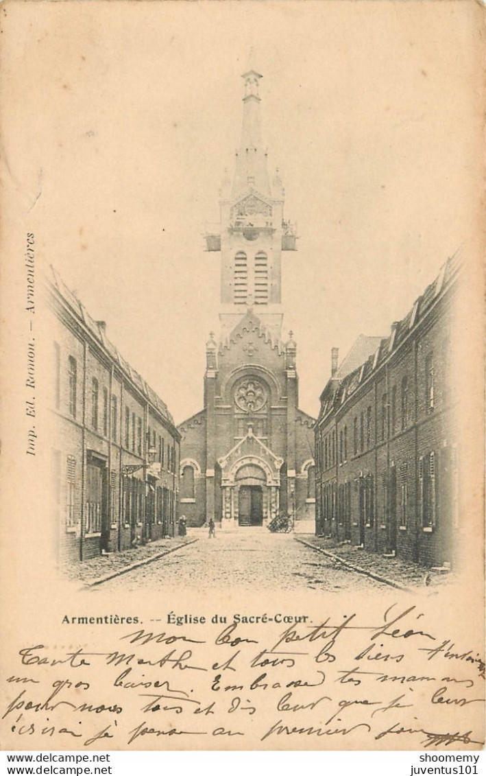 CPA Armentières-Eglise Du Sacré Coeur-Timbre    L1076 - Armentieres