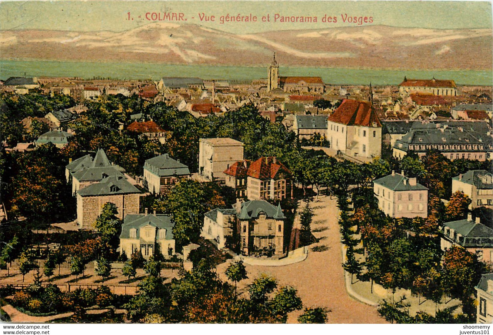 CPA Colmar-Vue Générale Et Panorama Des Vosges-Timbre      L1235 - Colmar