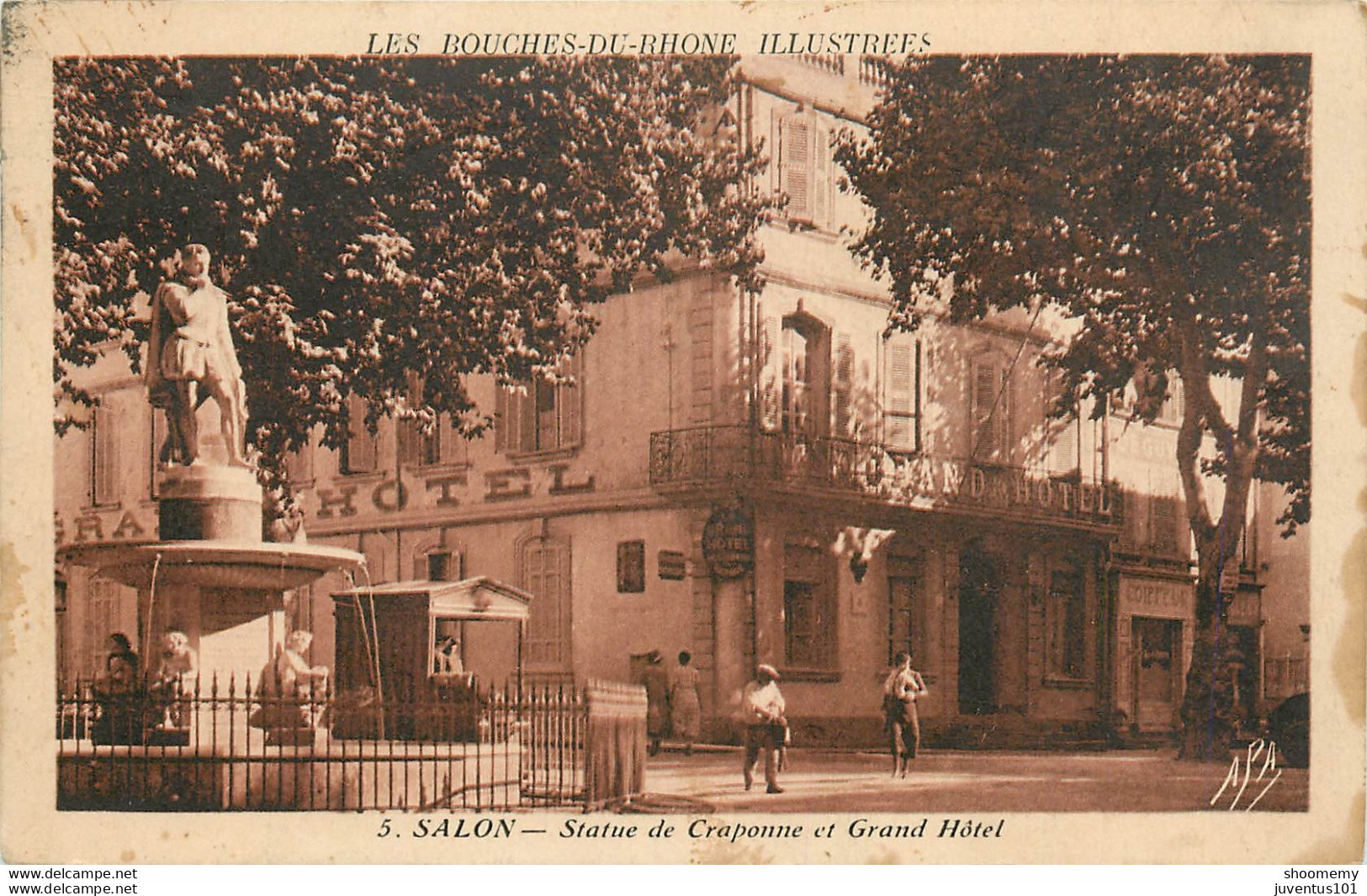CPA Salon-Statue De Craponne Et Grand Hotel-Timbre    L1271 - Salon De Provence