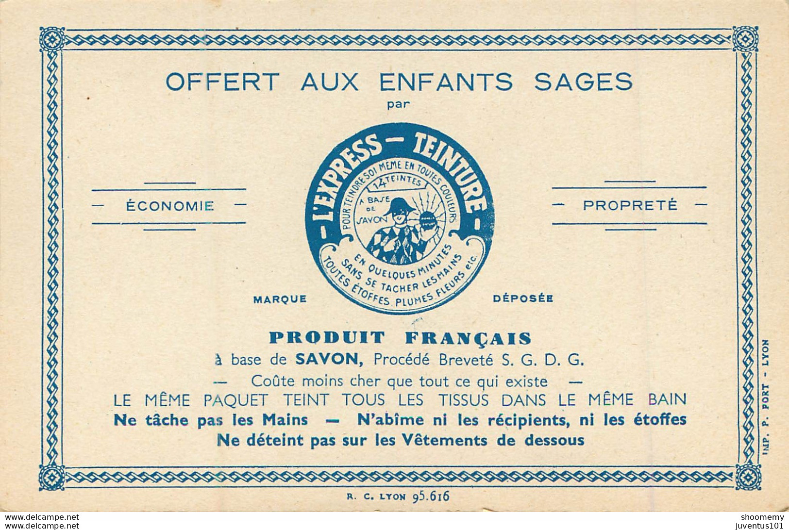 Carte Publicitaire-L'Express Teinture-Rhinocéros      L1427 - Advertising