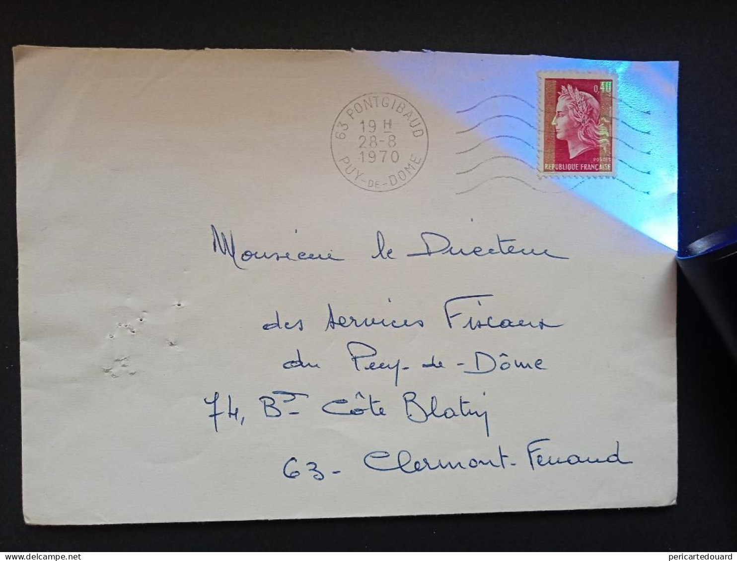 1536Ba  Marianne De Cheffer Sur Lettre Du Puy De Dôme En 1970 - 1967-1970 Marianne Of Cheffer