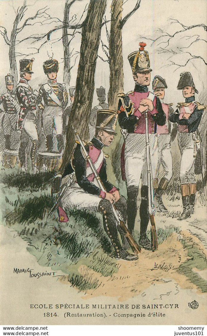 CPA Militaria-Illustration-Maurice Toussaint-Ecole Militaire De Saint Cyr-Compagnie D'élite-1814-RARE    L1490 - Uniforms