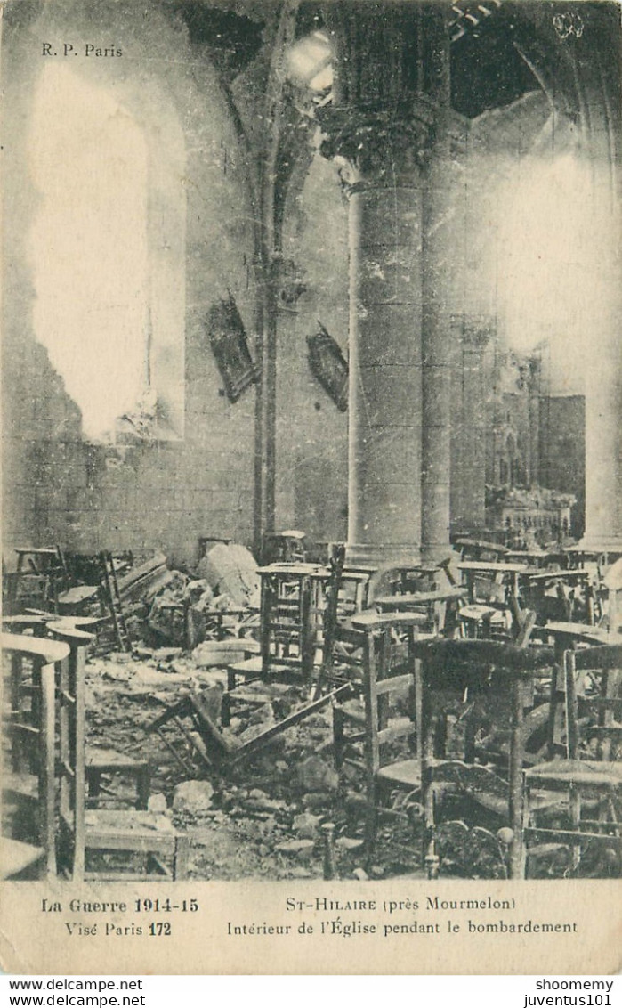 CPA St-Hilaire Près De Mourmelon-Intérieur De L'église Pendant Le Bombardement       L1631 - Andere & Zonder Classificatie