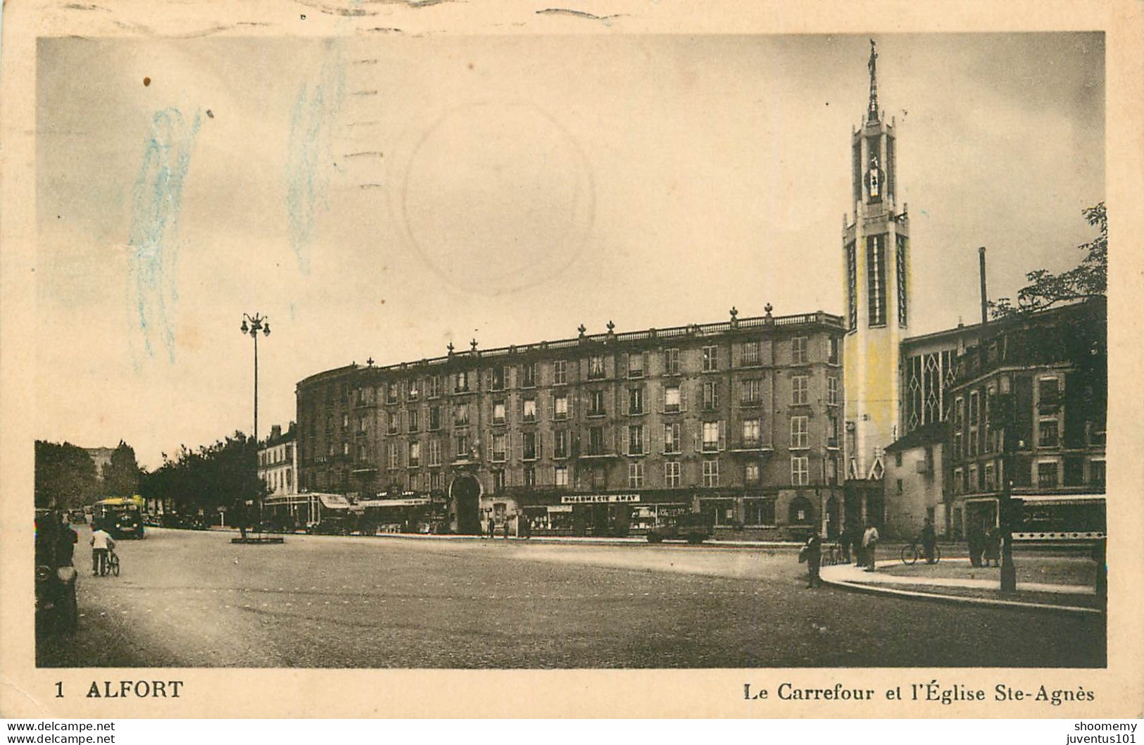 CPA Maisons Alfort-Le Carrefour Et L'église Sainte Agnès-Timbre   L1551 - Maisons Alfort