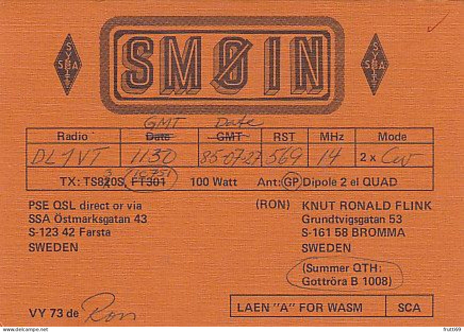 AK 210618 QSL - Sweden - Bromma - Amateurfunk