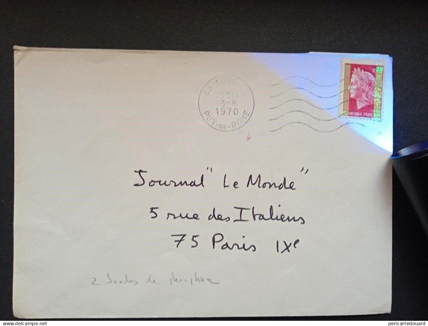 1536Ba  Marianne De Cheffer Sur Lettre Du Puy De Dôme En 1970 - 1967-1970 Marianna Di Cheffer