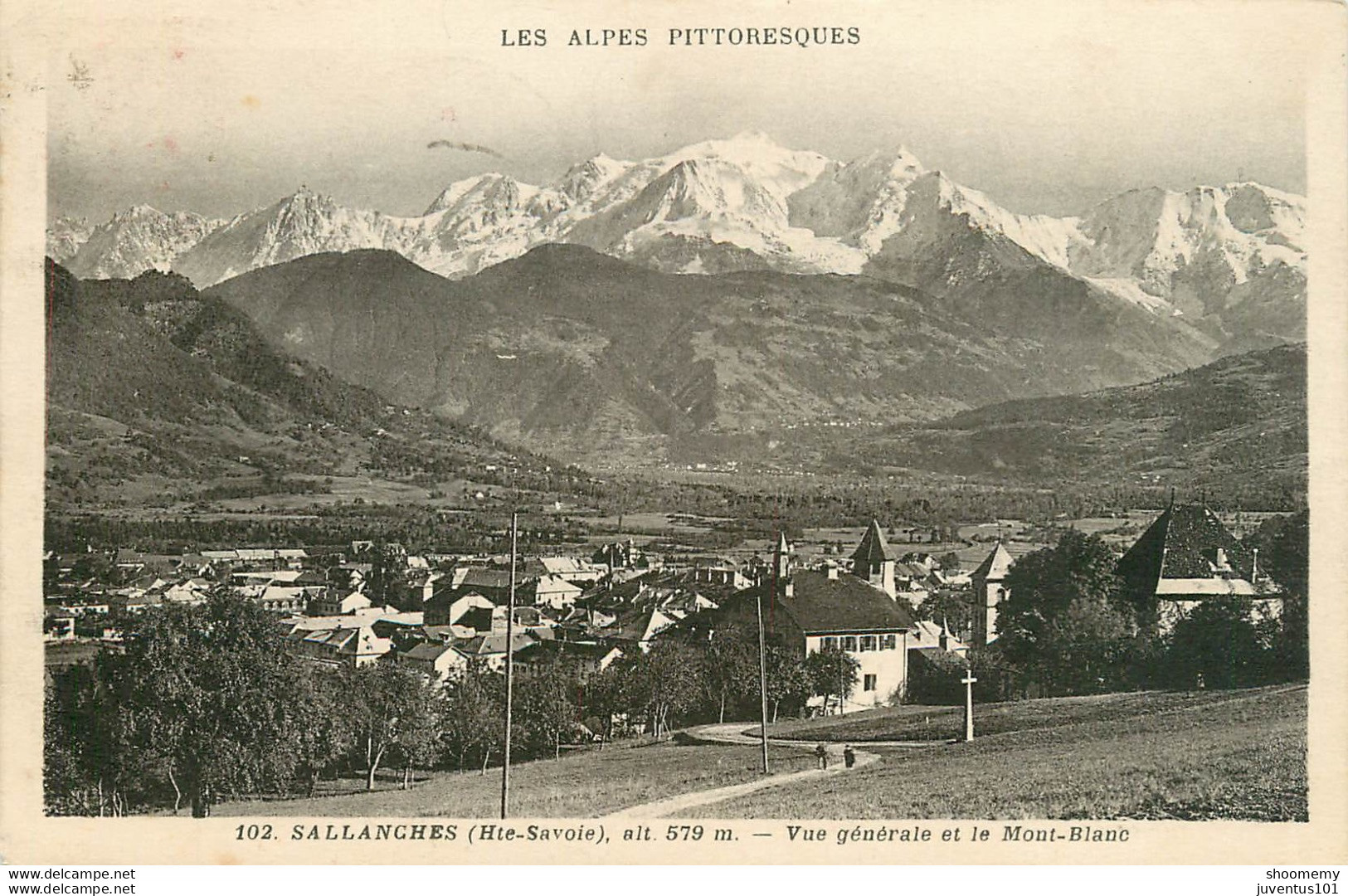 CPA Sallanches-Vue Générale Et Le Mont Blanc-102-Timbre       L1681 - Sallanches
