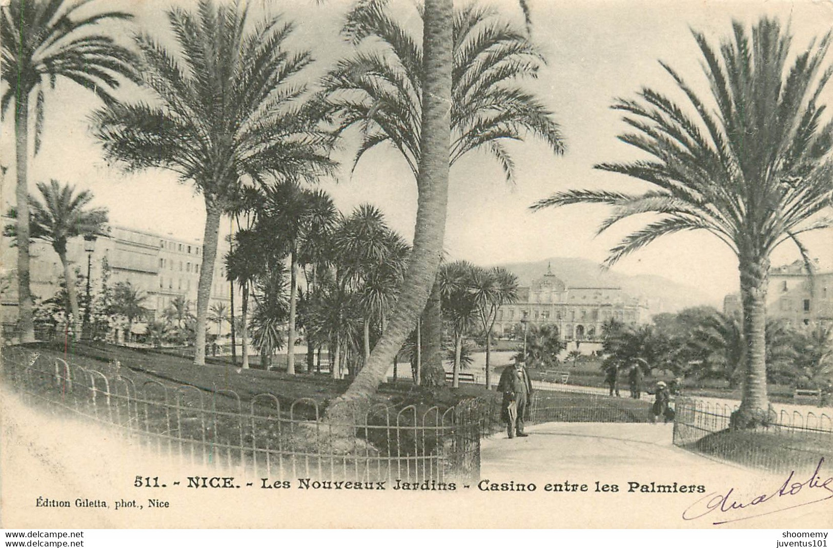 CPA Nice-Les Nouveaux Jardins-Casino-511-Timbre       L1681 - Parks, Gärten