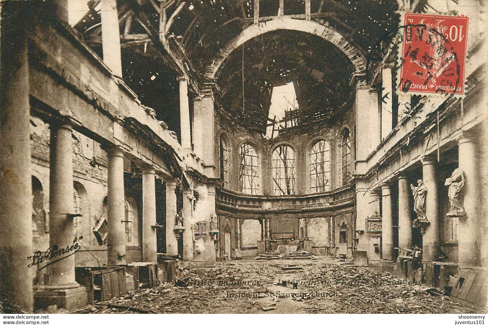 CPA Verdun Bombardé-Intérieur De L'église-Timbre        L1662 - Verdun