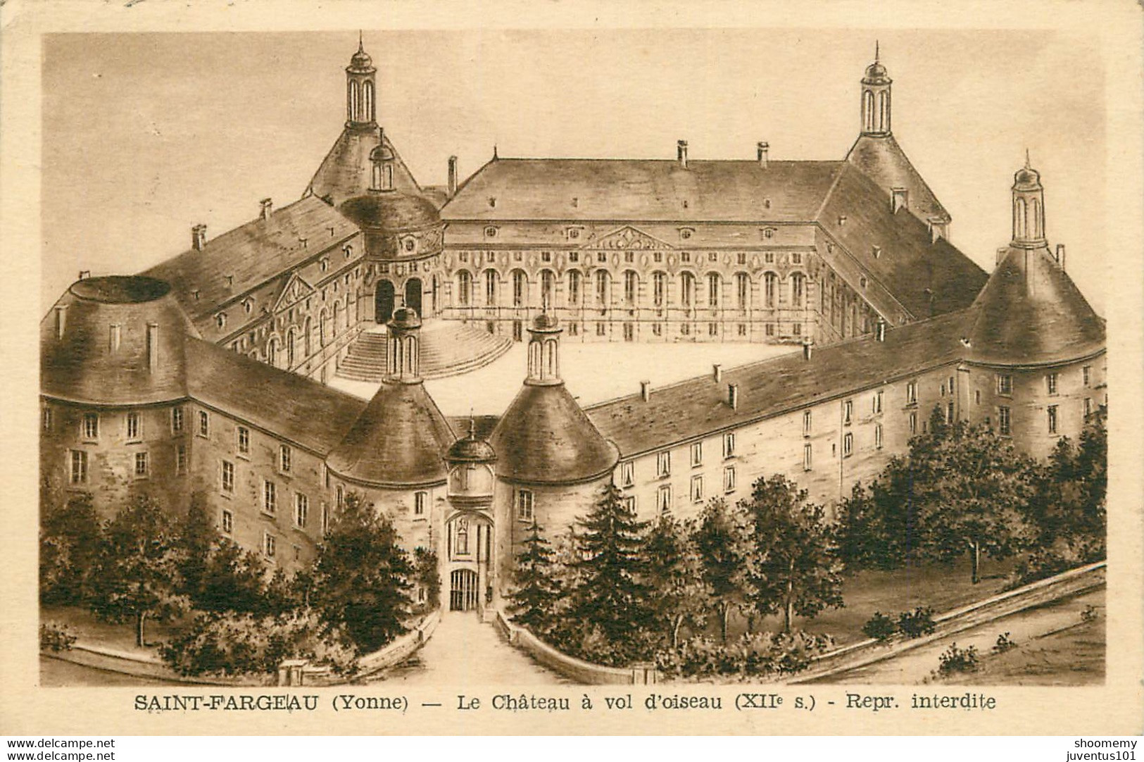 CPA Saint Fargeau-Le Château à Vol D'oiseau-Timbre        L1662 - Saint Fargeau