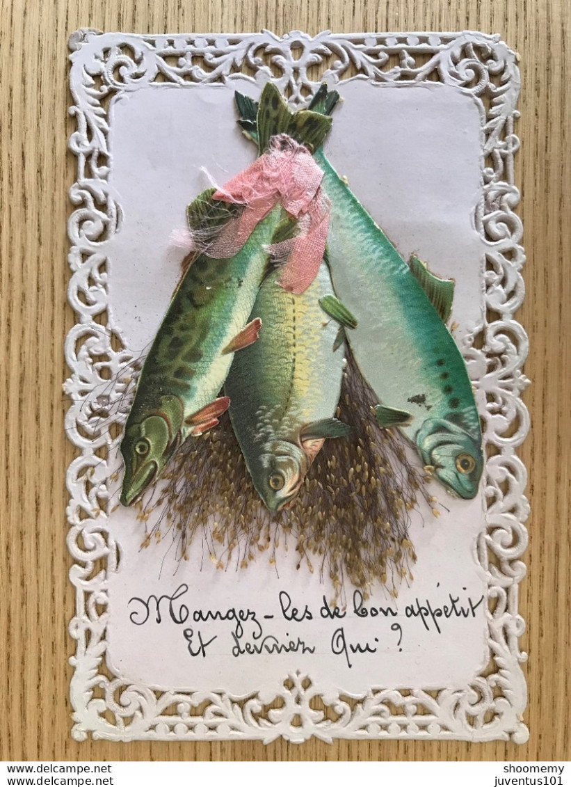 CPA Fantaisie-Carte à Système-Poissons-Timbre     L1761 - Met Mechanische Systemen