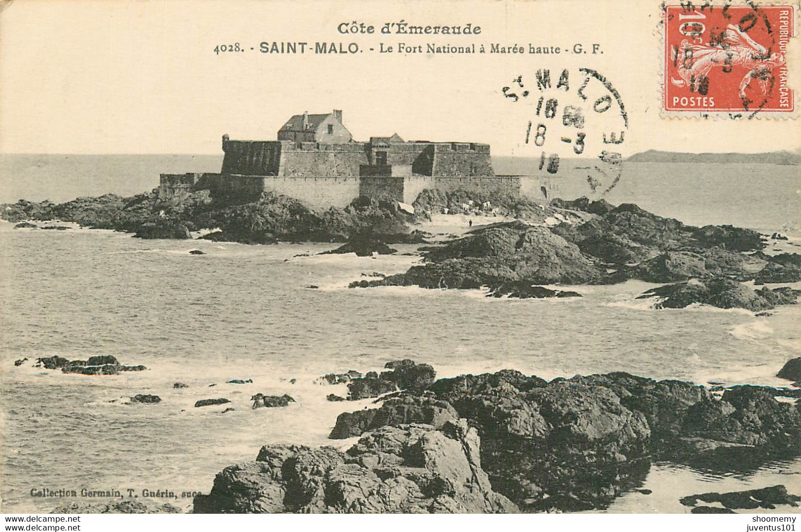 CPA Saint Malo-Le Fort National à Marée Haute-4028-Timbre   L1754 - Saint Malo