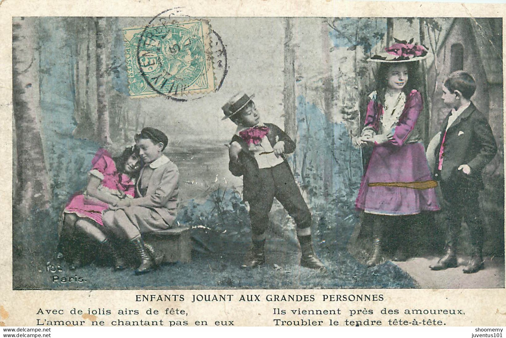 CPA Fantaisie-Enfants Jouant Aux Grandes Personnes-Timbre   L1811 - Other & Unclassified