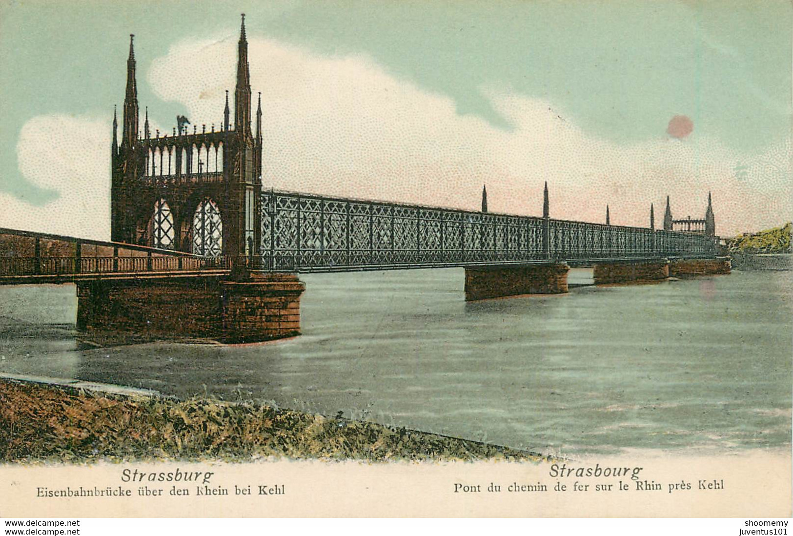 CPA Strassburg-Eisenbahnbrücke über Den Rhein Bei Kehl-Timbre      L1946 - Strasbourg
