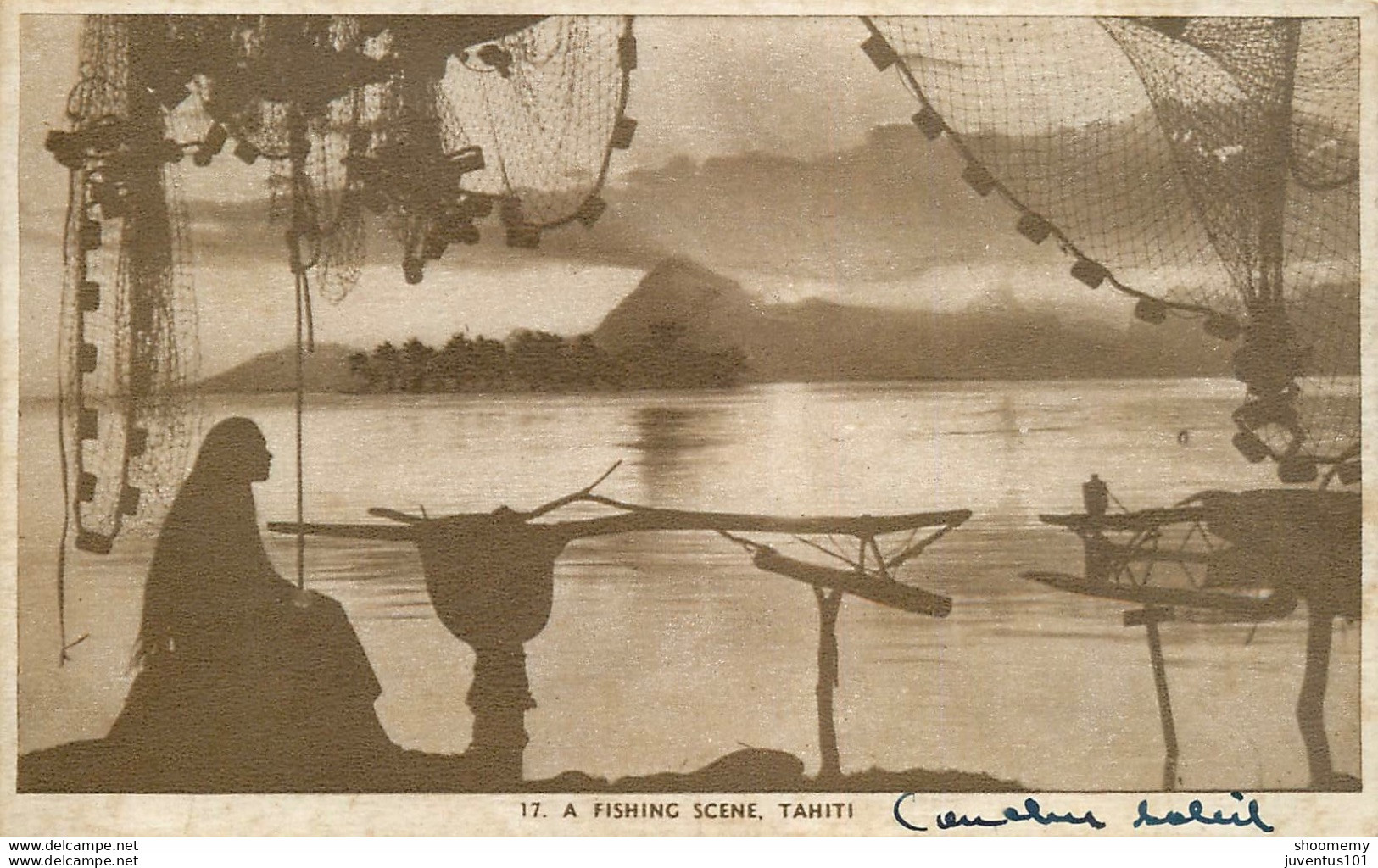CPA A Fishing Scene-Tahiti-17-RARE     L1829 - Tahiti