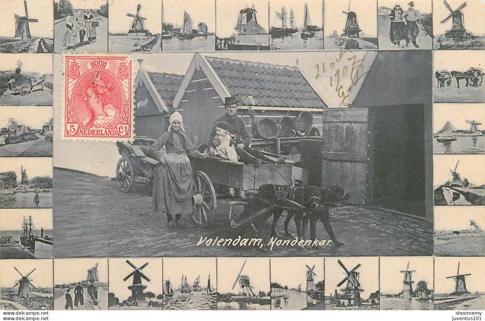 CPA Volendam-Hondenkar-Timbre      L2157 - Volendam