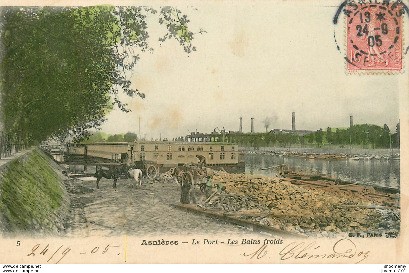 CPA Asnières-Le Port-Les Bains Froids-5-Timbre      L2150 - Asnieres Sur Seine