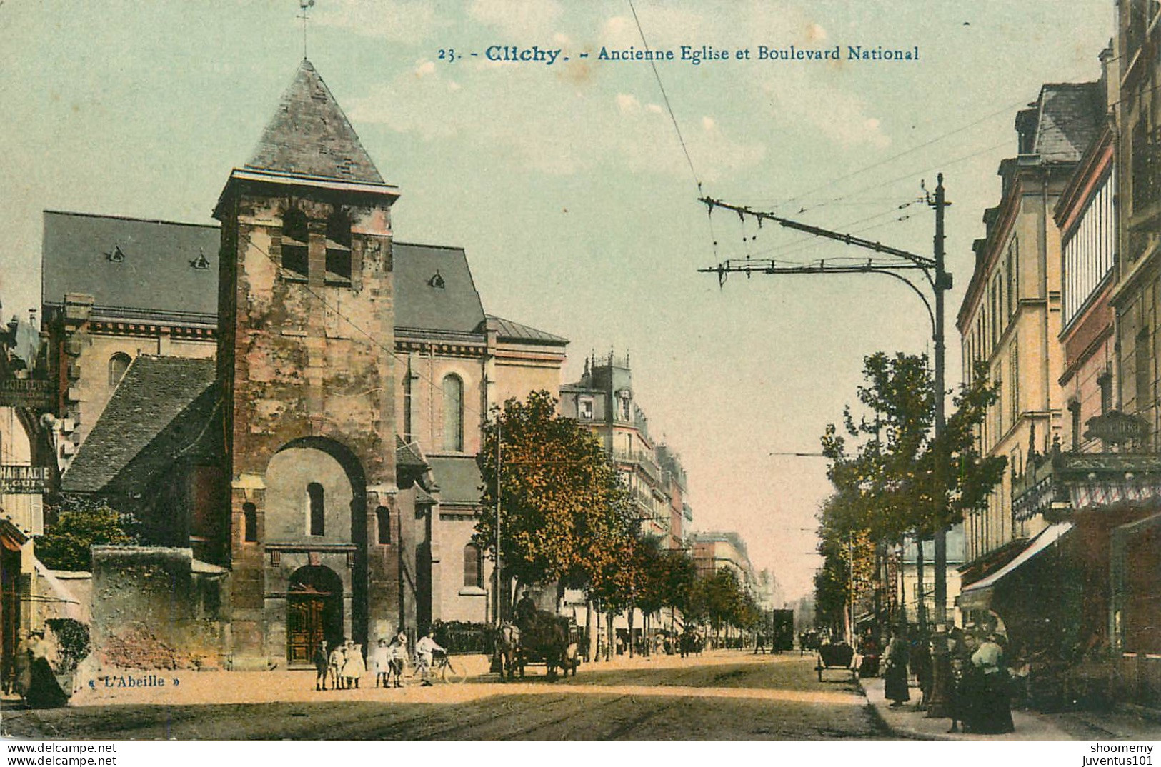 CPA Clichy-Ancienne église Et Boulevard National-23      L2150 - Clichy