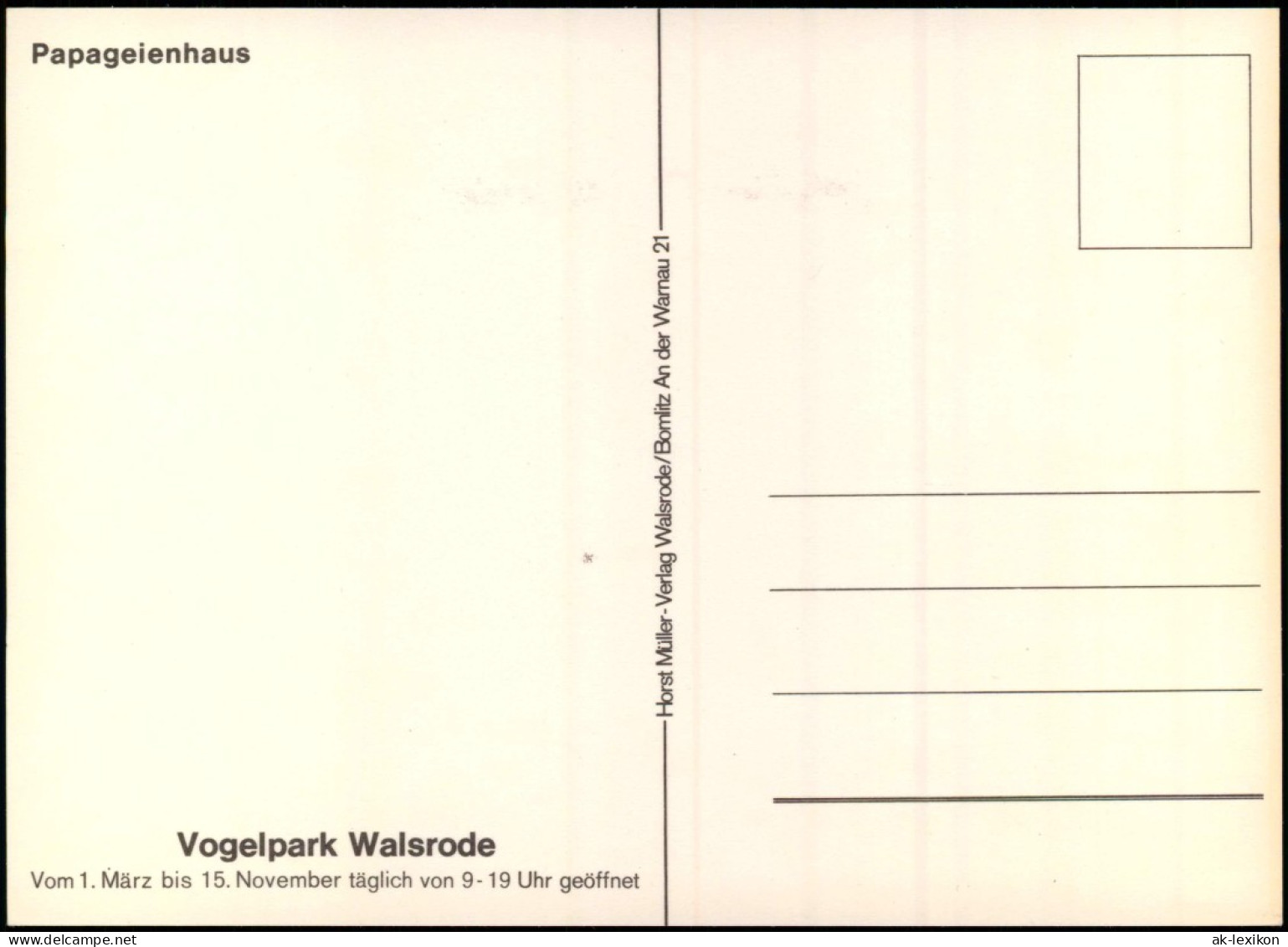 Ansichtskarte Walsrode Vogelpark Papageienhaus 1980 - Walsrode