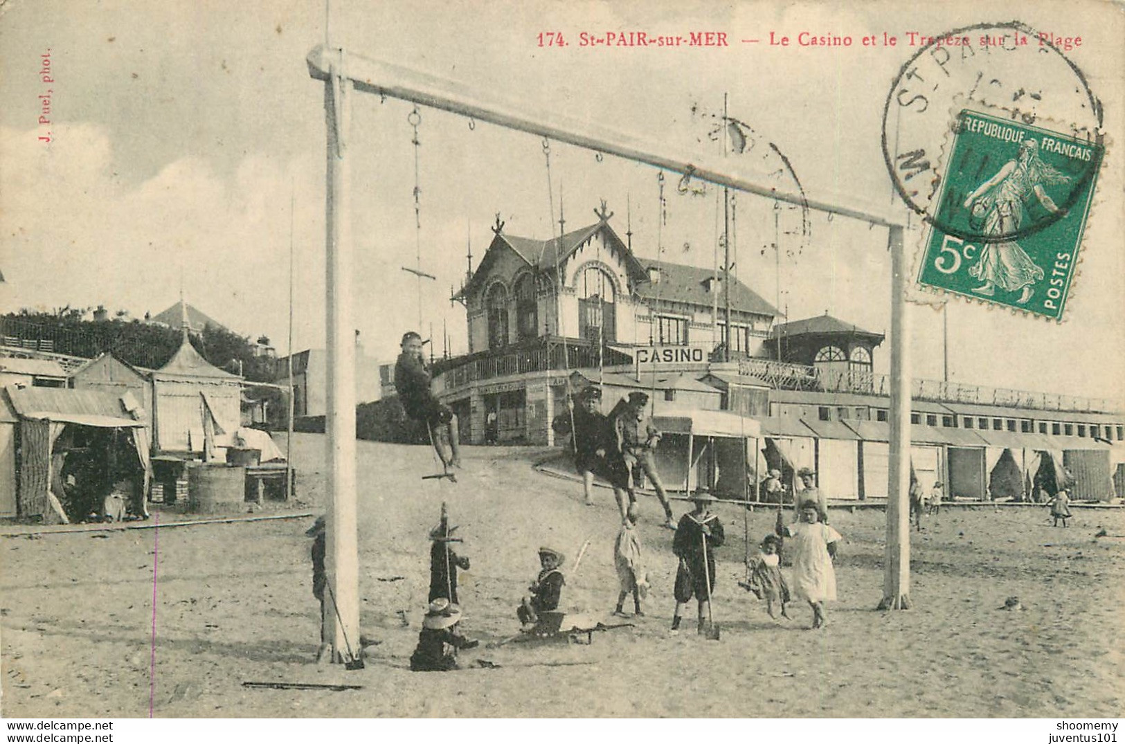 CPA St Pair Sur Mer-Le Casino Et Le Trapèze Sur La Plage-174-Timbre    L2083 - Saint Pair Sur Mer