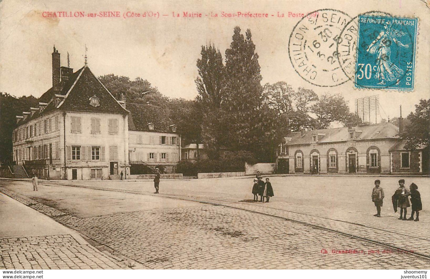 CPA Chatillon Sur Seine-La Mairie-La Poste-Timbre      L2167 - Chatillon Sur Seine