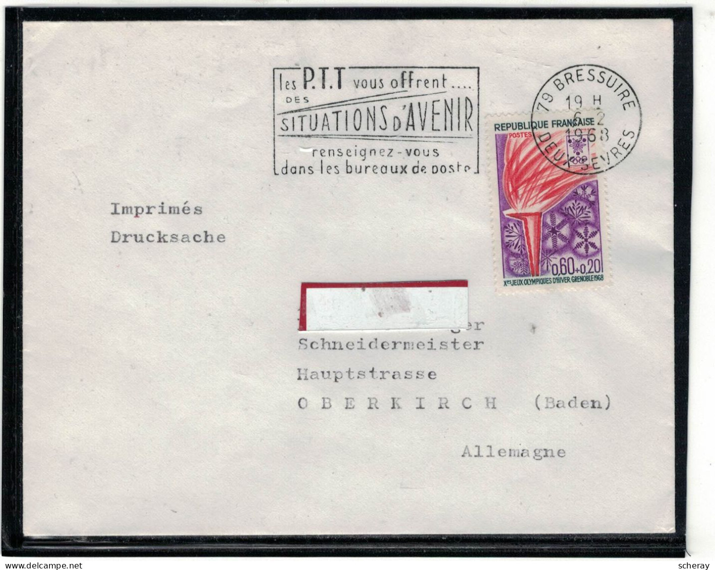 YT 1545 SSL/ 79 BRESSUIRE 6/2/68 TARIF RFA IMPRIMES  4° ECH FAG LES PTT VOUS OFFRENT - 1961-....