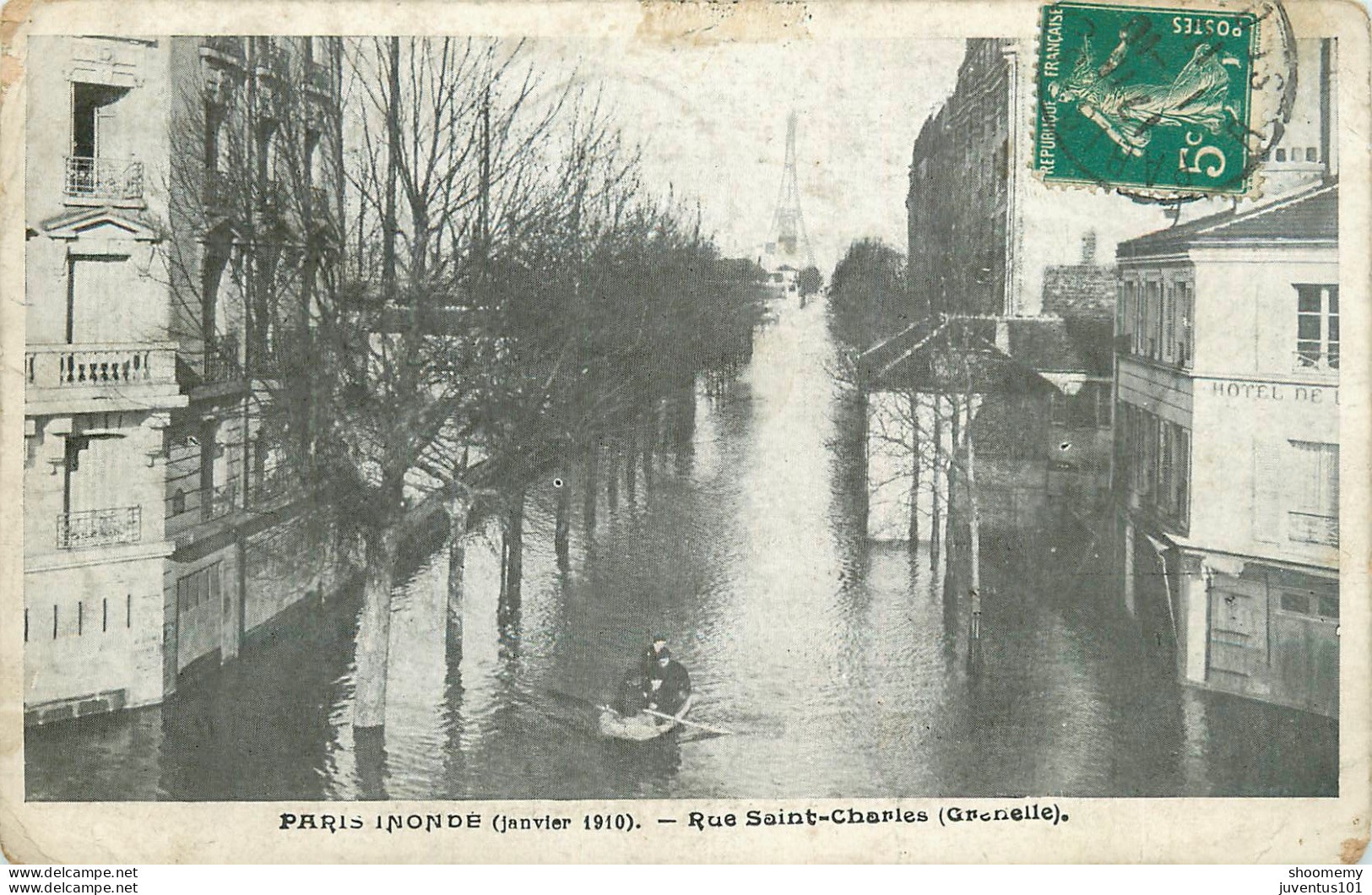 CPA Paris Inondé-Rue Saint Charles-Timbre       L2244 - De Overstroming Van 1910