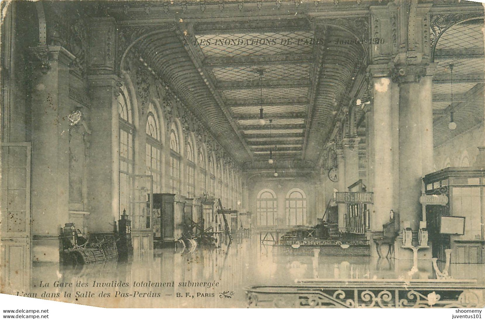 CPA Paris-Inondations De 1910-La Gare Des Invalides Totalement Submergée-Timbre       L2244 - Überschwemmung 1910