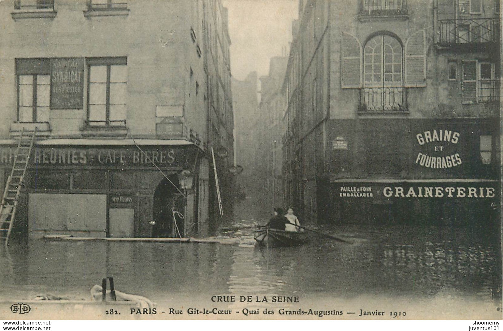 CPA Paris-La Crue De La Seine-Rue Git Le Coeur-Quai Des Grands Augustins      L2231 - Inondations De 1910