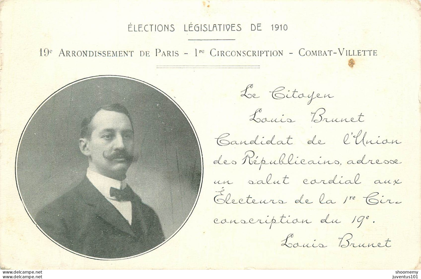 CPA Elections Législatives De 1910-Paris-19e Arrondissement-La Villette-Combat-Louis Brunet   L2223 - Partis Politiques & élections