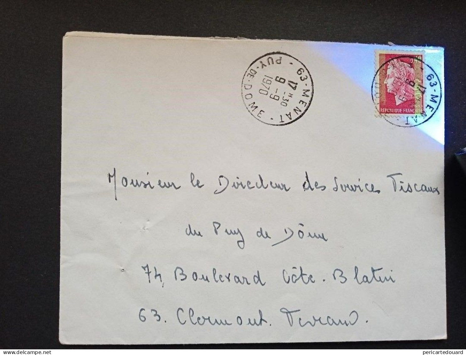 1536Ba  Marianne De Cheffer Sur Lettre Du Puy De Dôme En 1970 - 1967-1970 Marianna Di Cheffer