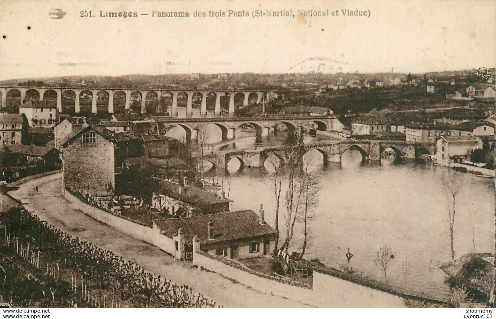 CPA Limoges-Panorama Des Trois Ponts-251-Timbre      L2215 - Limoges