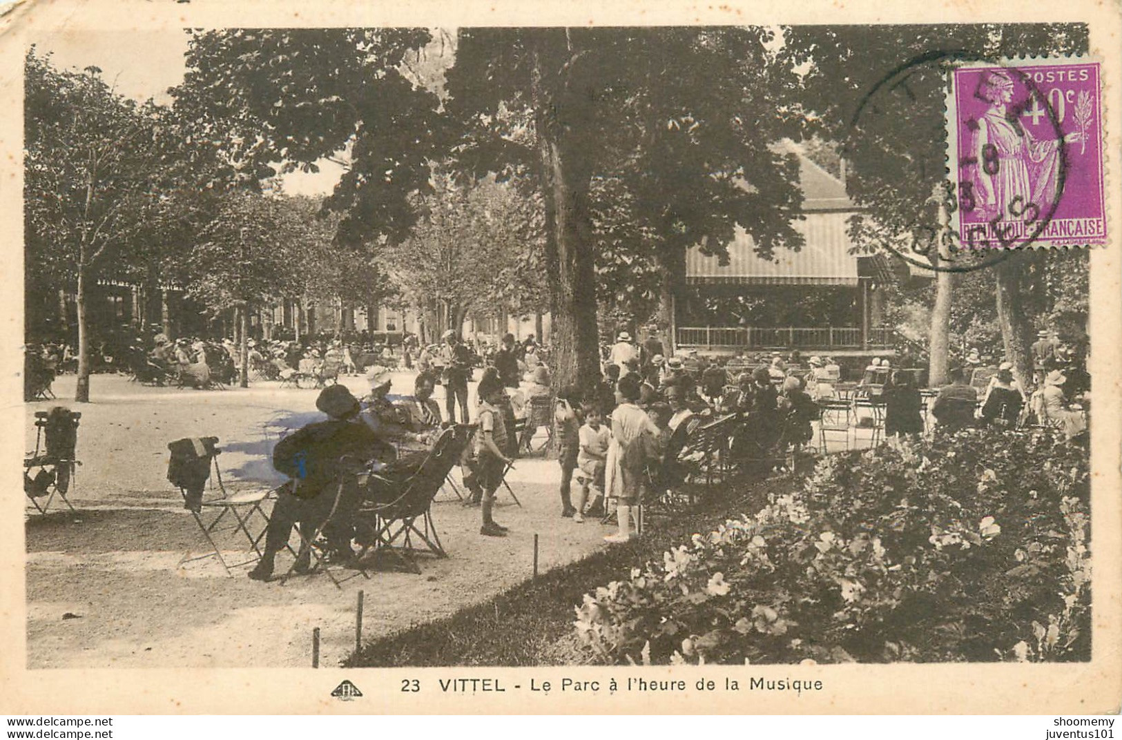 CPA Vittel-Le Parc à L'heure De La Musique-Timbre-23       L2206 - Contrexeville