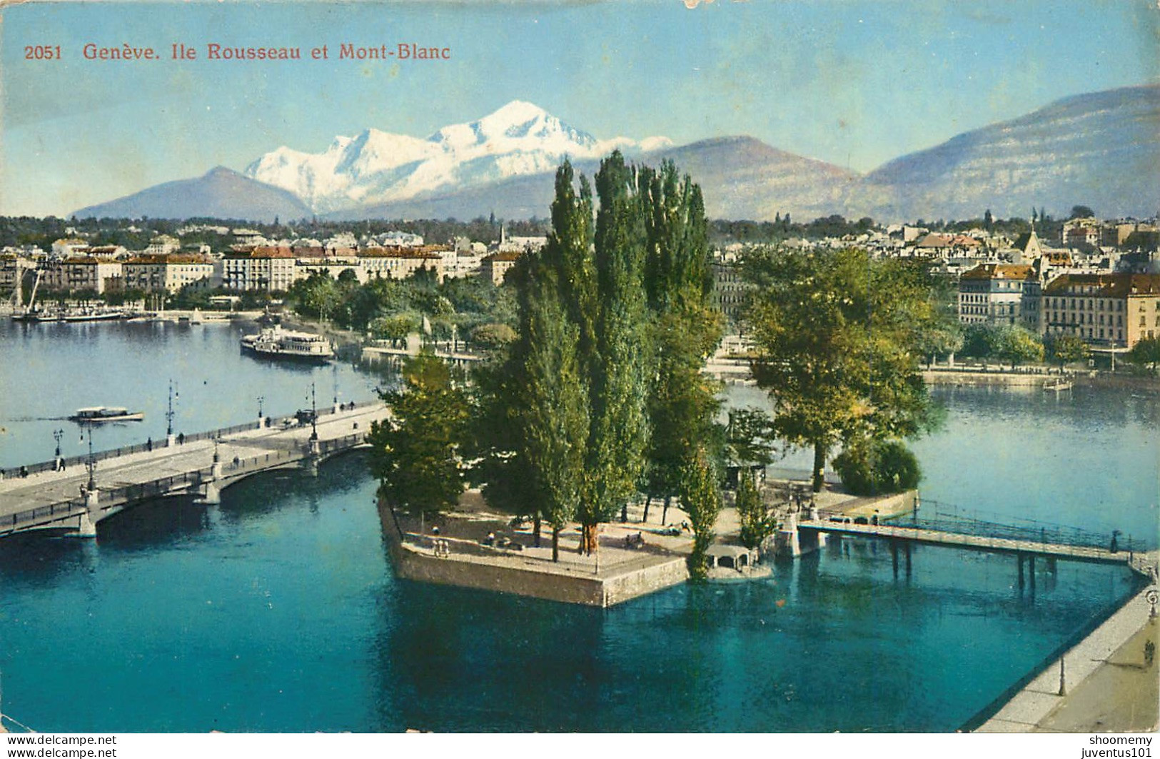 CPA Genève-Ile Rousseau Et Mont Blanc-2051     L2197 - Genève
