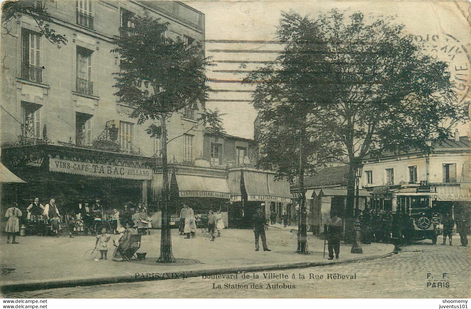 CPA Paris-Boulevard De La Villette à La Rue Rébeval-La Station Des Autobus-En L'état    L2283 - Distrito: 19