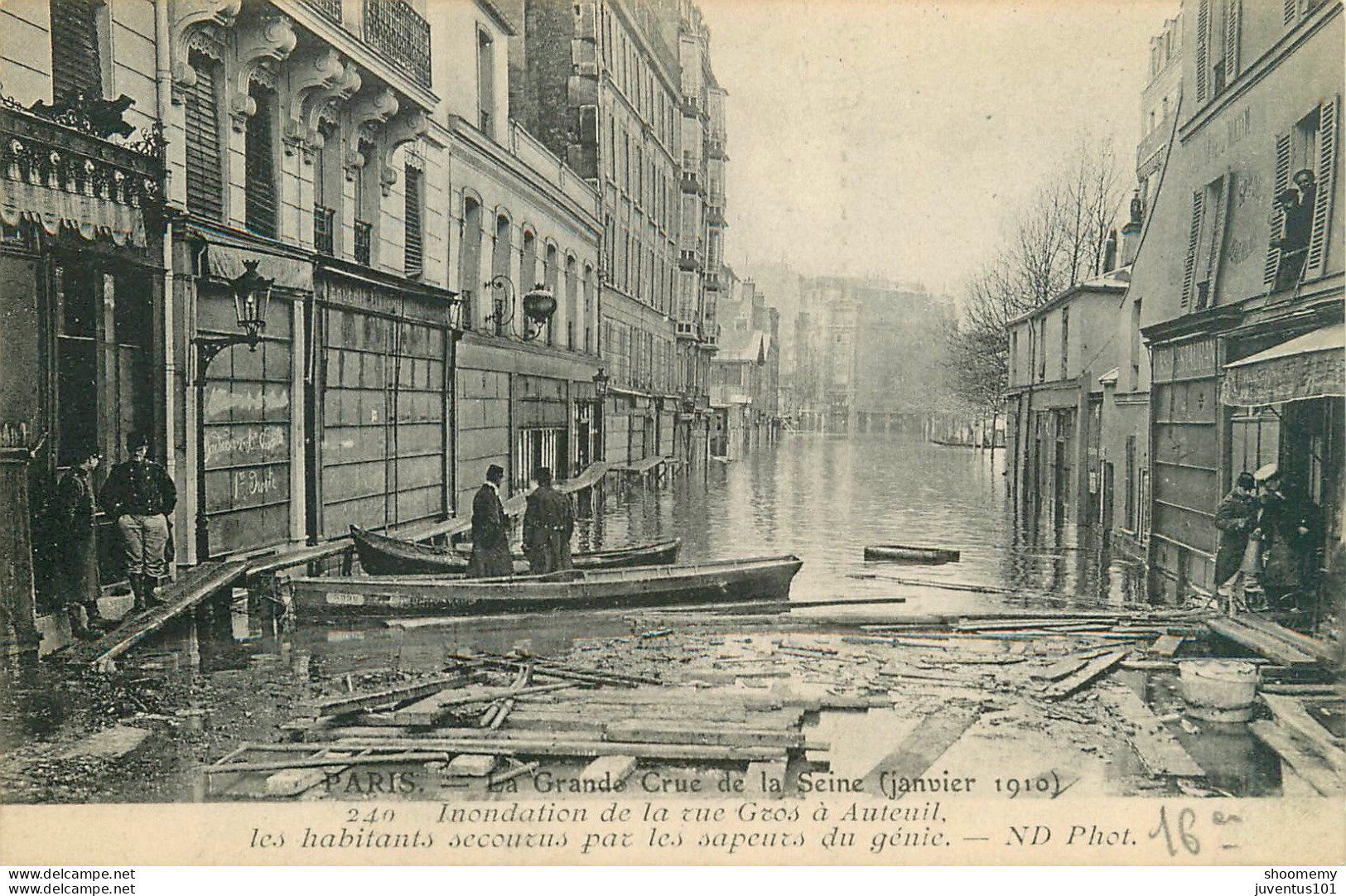 CPA Paris-Inondation De La Rue Gros à Auteuil    L2283 - La Crecida Del Sena De 1910