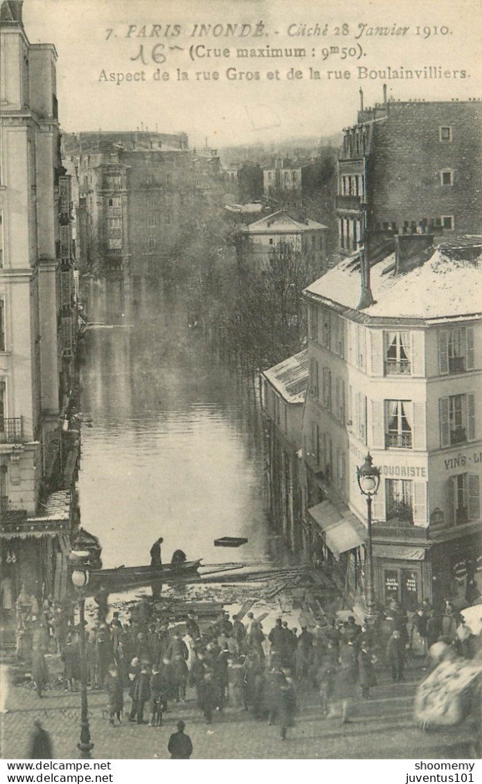 CPA Paris Inondé-Aspect De La Rue Gros Et De La Rue Boulainvilliers    L2283 - Überschwemmung 1910