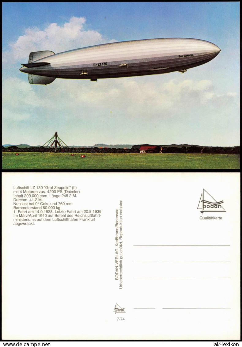 Ansichtskarte  Luftschiff LZ 130 "Graf Zeppelin" (II) 1974 - Zeppeline