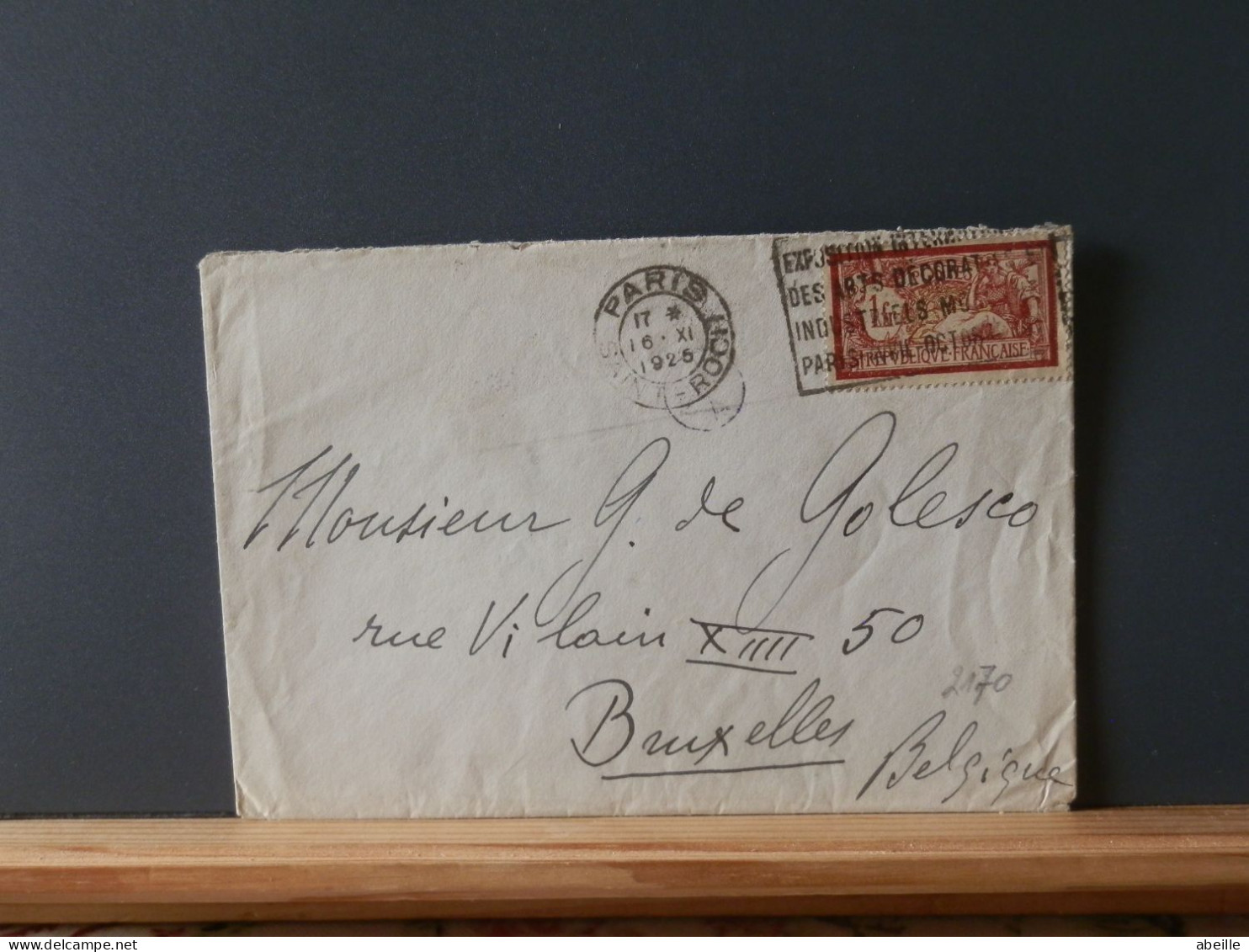 FRANCE/2170  LETTRE   FRANCE 1F  MERSON SEULE S/LETTRE  POUR LA BELG. 1926 - 1900-27 Merson