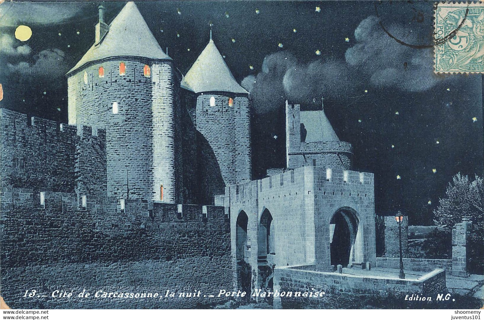 CPA Cité De Carcassonne La Nuit-13-Timbre      L2401 - Carcassonne