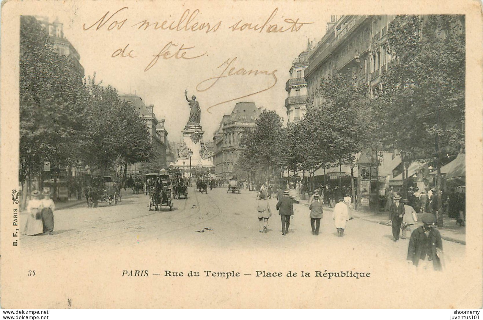 CPA Paris-Rue Du Temple-Place De La République-34-Timbre   L2342 - Arrondissement: 03