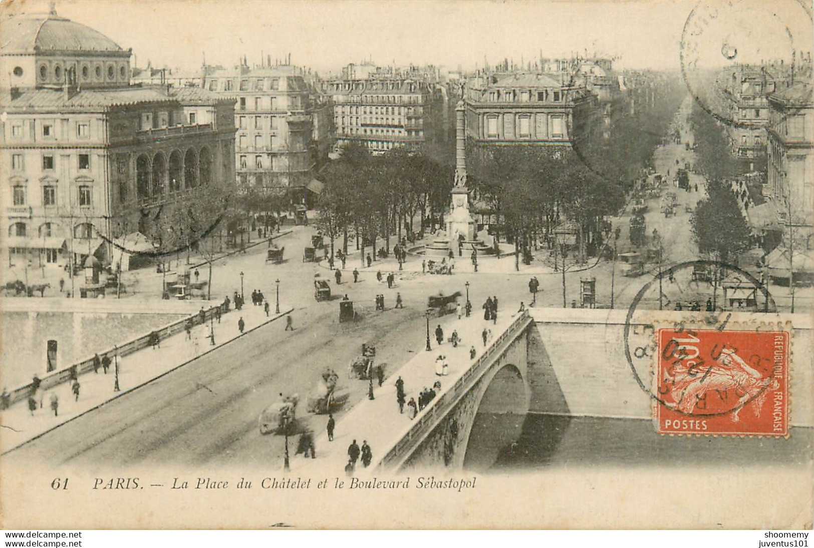 CPA Paris-La Place Du Châtelet Et Le Boulevard Sébastopol-61-Timbre    L2339 - Paris (01)