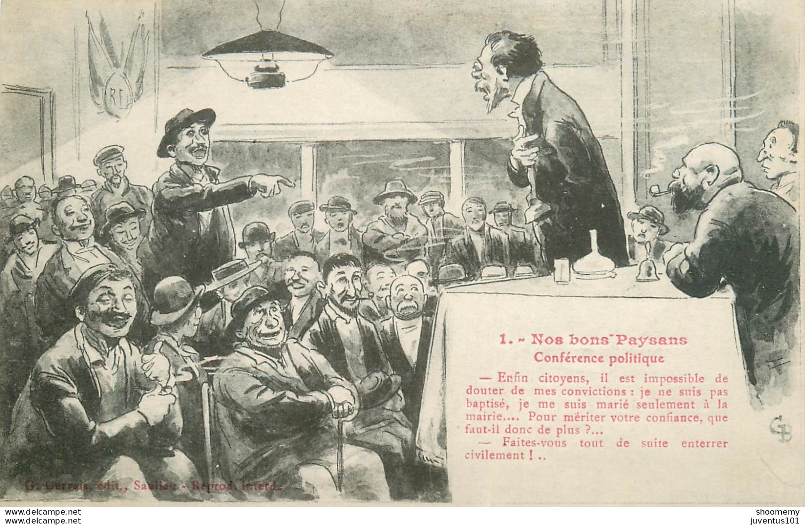 CPA Illustration-Nos Bons Paysans-Conférence Politique-1     L2322 - 1900-1949