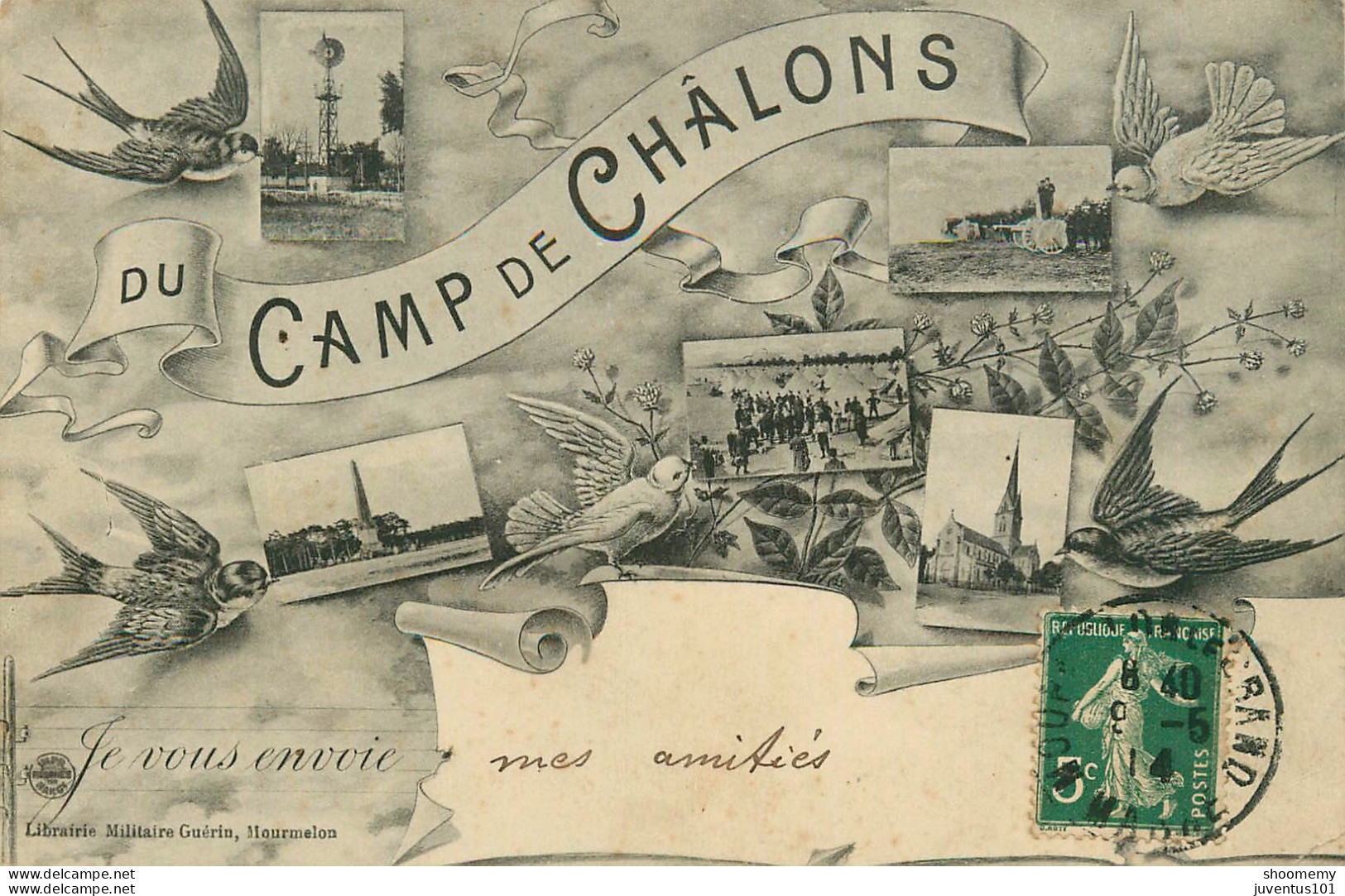 CPA Du Camp De Châlons Je Vous Envoie Mes Amitiès-Timbre   L2316 - Camp De Châlons - Mourmelon